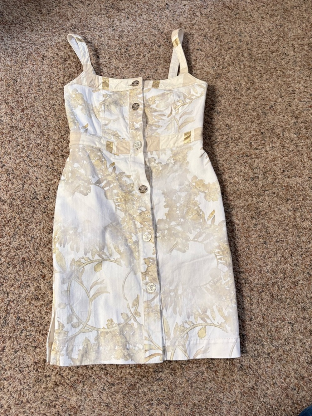 Chanel Paris Greece White Gold Denim Leather Dress size 40